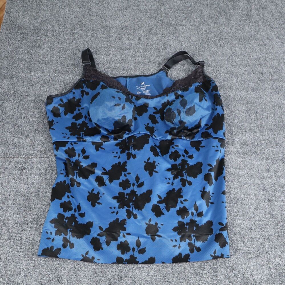 RUBY RIBBON HERITAGE LACE CAMI #1800 Size 48 Blue & Black NWOT